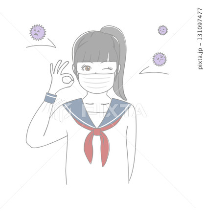 マスクをする女子生徒 131097477