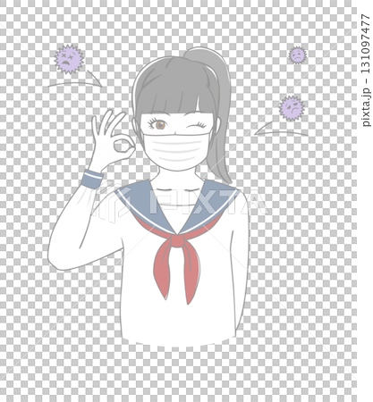 マスクをする女子生徒 131097477