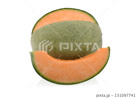 cantaloupe melon isolated on white cantaloupe melon isolated on white 131097741