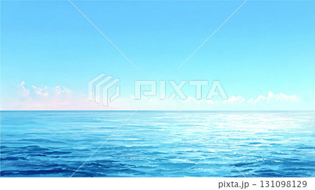 爽やかな青空と水平線の海背景素材 131098129