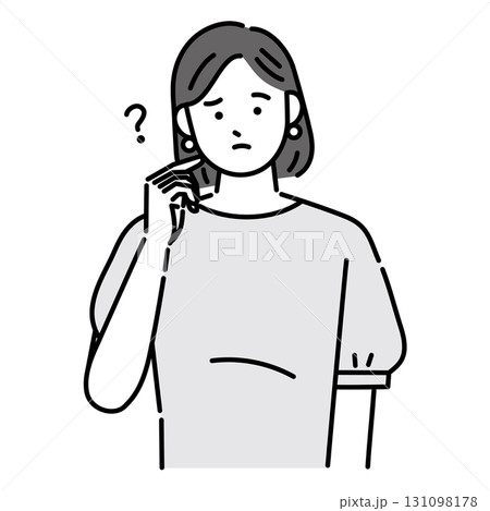 考える困った顔の女性 131098178