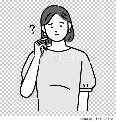 考える困った顔の女性 131098178