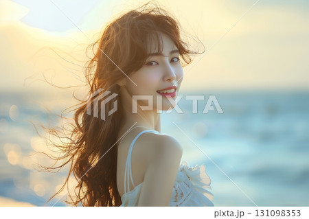 海辺の美肌日本人美女を生成AIで表現(横写真) 海辺の美肌日本人美女を生成AIで表現(横写真) 131098353