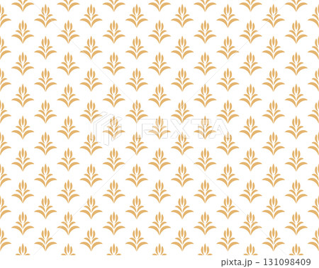 Flower geometric pattern. Seamless vector background. White and golden ornament 131098409