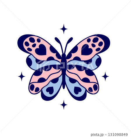 Cute butterfly with hearts and polka dots 131098849