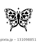 Outline doodle style butterfly with hearts on its wings 131098851