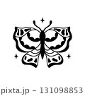 Doodle style black outline butterfly with decorative wings and stars 131098853