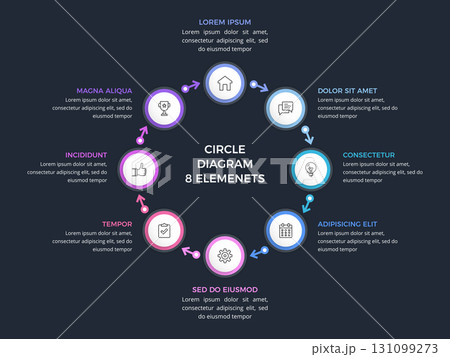 Circle Infographic Diagram Eight Elements 131099273