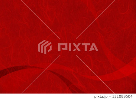 赤い和紙の紙に曲線模様 131099504