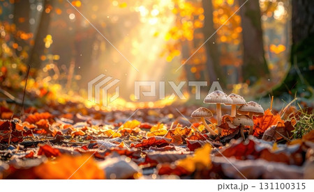 《AI画像》きのこの生えた秋の森 《AI画像》きのこの生えた秋の森 131100315
