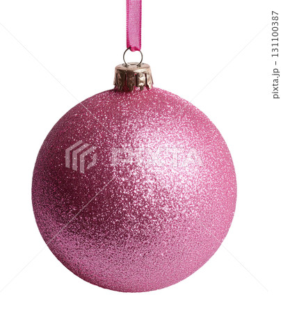 Pink Glitter Christmas Ball Ornament Hanging Pink Glitter Christmas Ball Ornament Hanging 131100387