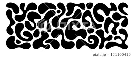 Set of black random irregular blobs in liquid organic abstract shapes 131100419