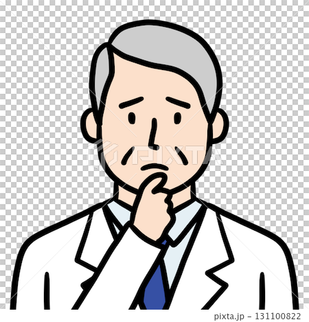 資深男醫師科學家研究員身穿白大褂的思考姿勢圖標 131100822