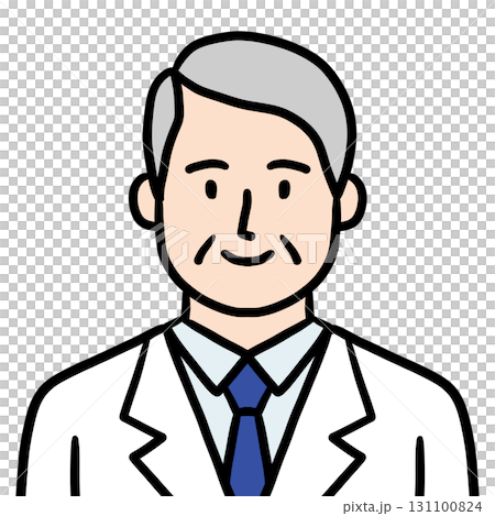 Senior male doctor scientist researcher icon in white coat 131100824