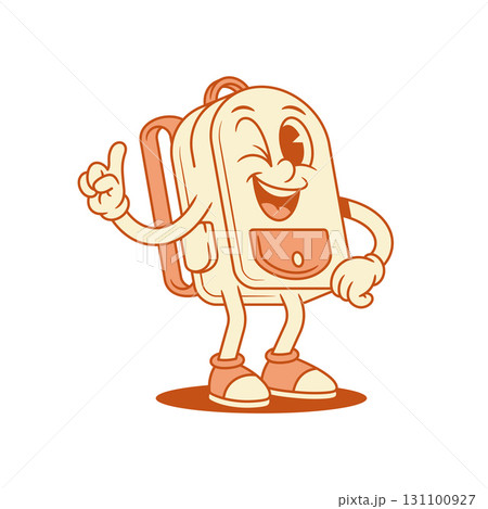 Funky happy schoolbag backpack cartoon character idea isometric vector illustration Funky happy schoolbag backpack cartoon character idea isometric vector illustration 131100927
