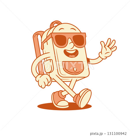 Cool smiling schoolbag backpack cartoon character isometric vector illustration Cool smiling schoolbag backpack cartoon character isometric vector illustration 131100942