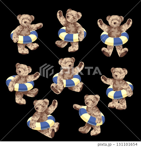 浮き輪にサングラスと帽子を付けたカワイイくま, 131101654