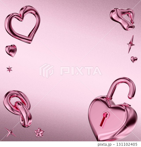 metal chrome pink 3D object banner metal chrome pink 3D object banner 131102405