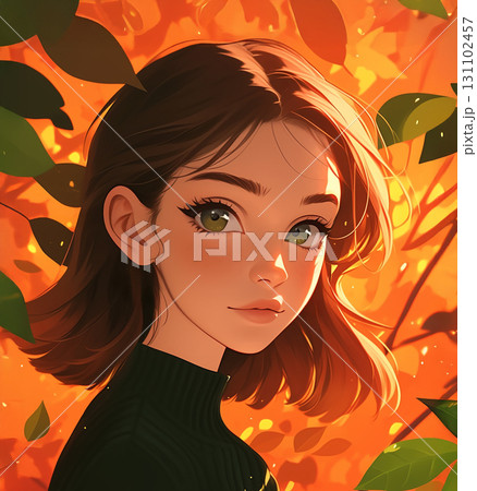 秋の自然を背景にした女の子 AI画像 秋の自然を背景にした女の子 AI画像 131102457