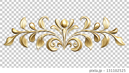 Golden Floral Decorative Element 131102525