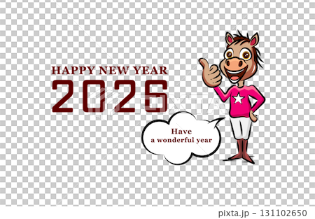 2026 Year of the Horse New Year's card design | Pop horse (jockey) illustration 2026 Year of the Horse New Year's card design | Pop horse (jockey) illustration 131102650