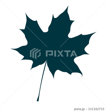 Hand-drawn maple leaf silhouette isolated on white background. Flat style vector illustration. Hand-drawn maple leaf silhouette isolated on white background. Flat style vector illustration. 131102733