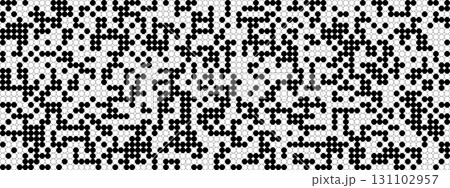 Halftone Circle Pixel Pattern With Geometric Grid And Optical Contrast. Perfect For Tech Backgrounds, Modern Posters, Packaging, Web Design, Textile Print, Digital Layout. Vector Illustration Halftone Circle Pixel Pattern With Geometric Grid And Optical Contrast. Perfect For Tech Backgrounds, Modern Posters, Packaging, Web Design, Textile Print, Digital Layout. Vector Illustration 131102957