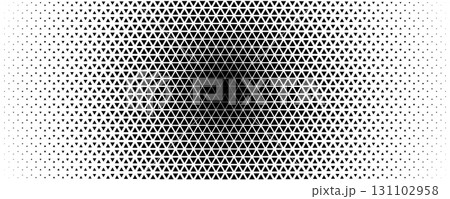 Geometric triangle halftone pattern with optical illusion effect. Perfect for modern posters, tech backgrounds, branding, web design. Vector illustration 131102958