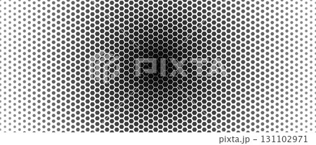 Hexagon pattern, circular gradient center background, symbolizing cosmic energy, AI, blockchain, cyber security, futuristic business innovation for technology, astronomy or research. Vector backdrop 131102971