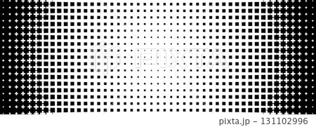 Abstract hexagon honeycomb halftone gradient pattern in black and white. Futuristic geometric background for tech science presentations, dynamic athletic competition branding. Vector illustration Abstract hexagon honeycomb halftone gradient pattern in black and white. Futuristic geometric background for tech science presentations, dynamic athletic competition branding. Vector illustration 131102996
