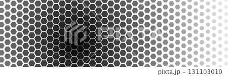 Abstract hexagon honeycomb horizontal background gradient depth effect for tech, AI, blockchain, business innovation, science, biology, corporate presentation or web interface. Vector illustration Abstract hexagon honeycomb horizontal background gradient depth effect for tech, AI, blockchain, business innovation, science, biology, corporate presentation or web interface. Vector illustration 131103010