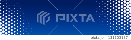 Blue White Hexagon Background Glowing Honeycomb Pattern for AI, Tech Forum, Science Medical Conference, Digital Startup Ad. Hexagonal Modern Texture. Halftone Gradient Backdrop. Vector Abstract BG 131103187