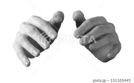 Hands of woman in curved open pose to hold or protect unseen round sphere, gesture of care, grip and Hands of woman in curved open pose to hold or protect unseen round sphere, gesture of care, grip and 131103445