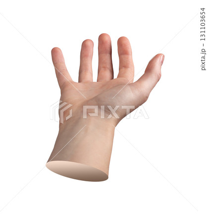 Open female hand with palm upward and fingers slightly spread, in an offering or receiving gesture, Open female hand with palm upward and fingers slightly spread, in an offering or receiving gesture, 131103654