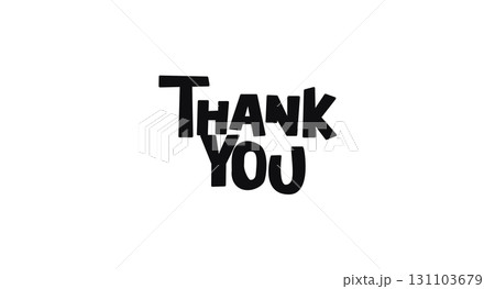 Thank You Minimal Bold Black And White Lettering In Funky Style. Great For Cards, Notes, Posters, Packaging, Stickers And Digital Use. Friendly Cartoon Phrase Vector Illustration. Thank You Minimal Bold Black And White Lettering In Funky Style. Great For Cards, Notes, Posters, Packaging, Stickers And Digital Use. Friendly Cartoon Phrase Vector Illustration. 131103679