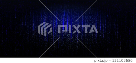 Binary Code Background Falling Digital Data Streams Blue Matrix Patter. Futuristic Technology texture BG For Cyber, Hacking, Data Science, Machine Learning, AI, Fintech Or Coding. Vector Illustration 131103686