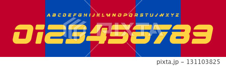 Sport numeric font, dynamic football team numbers letters alphabet, bold rounded jersey typography. Numeric symbol set for sportswear design, modern soccer league typography. Vector typeset 131103825