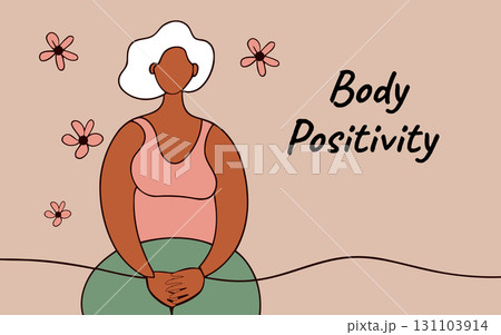 Continuous one line art body positivity Obesity, eating disorders, mental health but in a positive mood 131103914