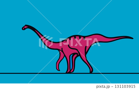 Continuous one line elegant drawing of Gallimimus, Giganotosaurus, Mosasaurus, Questacoatus dinosaurs 131103915