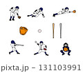 野球選手白ユニフォームセット 131103991