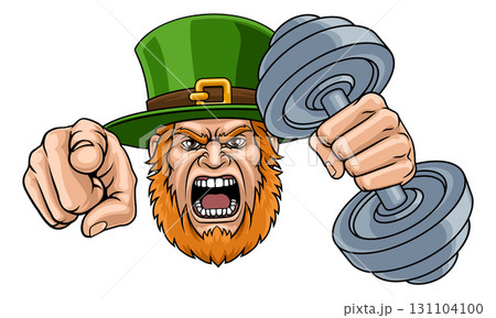 Leprechaun Celtic Irish Weight Lifting Gym Mascot 131104100