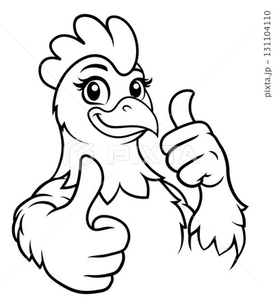 Thumbs Up Chicken Female Mascot Line Art Thumbs Up Chicken Female Mascot Line Art 131104110