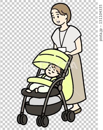 推著嬰兒車的媽媽 131104335