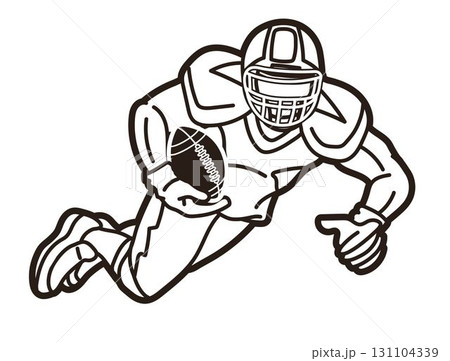 American Football Player Action Cartoon Outline Sport Graphic Vector American Football Player Action Cartoon Outline Sport Graphic Vector 131104339