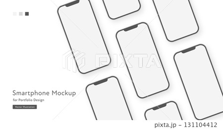 スマートフォンのポートフォリオ用モックアップ（ベクターイラスト, 制作実績） 131104412