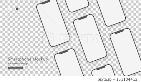 スマートフォンのポートフォリオ用モックアップ（ベクターイラスト, 制作実績） 131104412
