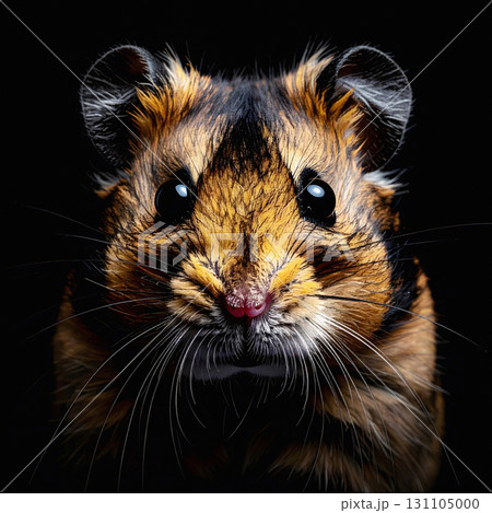 Dark portrait of a striped golden hamster face 131105000