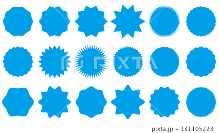 ギザギザフレームセット　セールステッカー 水色 131105223