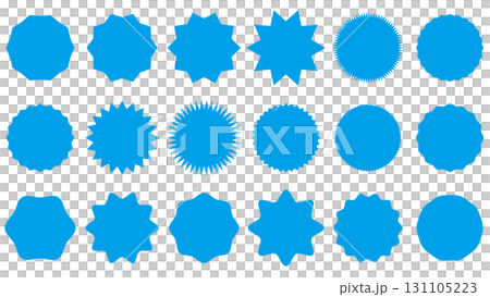 ギザギザフレームセット　セールステッカー 水色 131105223