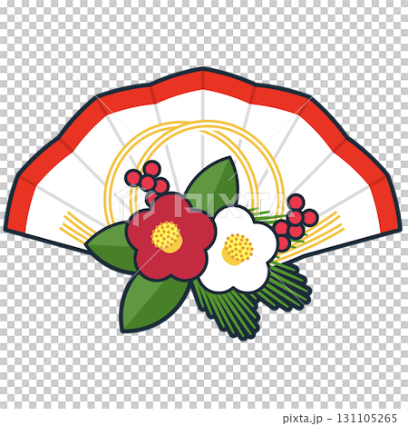 Red and white camellia fan decoration Red and white camellia fan decoration 131105265